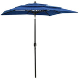 Parasol 3-laags met aluminium paal 2x2 m azuurblauw