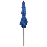 Parasol 3-laags met aluminium paal 2x2 m azuurblauw