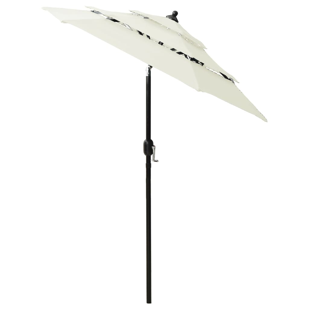 Parasol 3-laags met aluminium paal 2 m zandkleurig