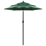 Parasol 3-laags met aluminium paal 2 m groen