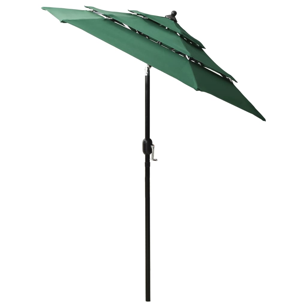 Parasol 3-laags met aluminium paal 2 m groen