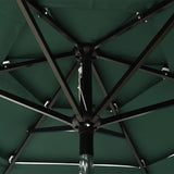 Parasol 3-laags met aluminium paal 2 m groen