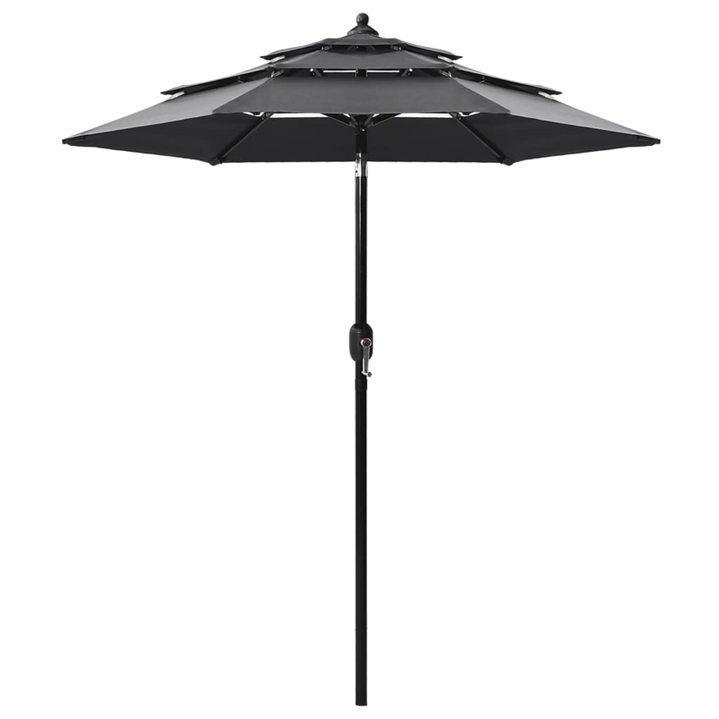 Parasol 3-laags met aluminium paal 2 m antracietkleurig