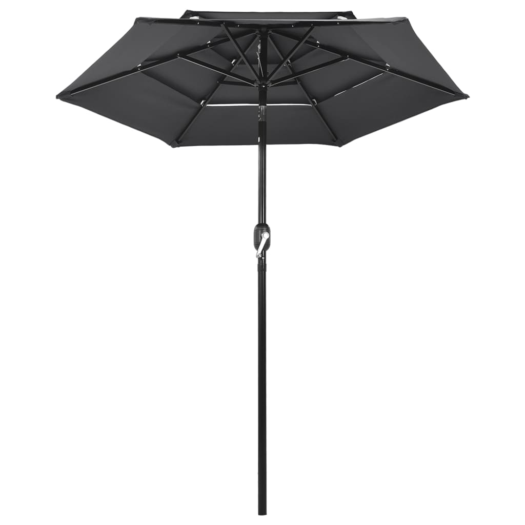 Parasol 3-laags met aluminium paal 2 m antracietkleurig