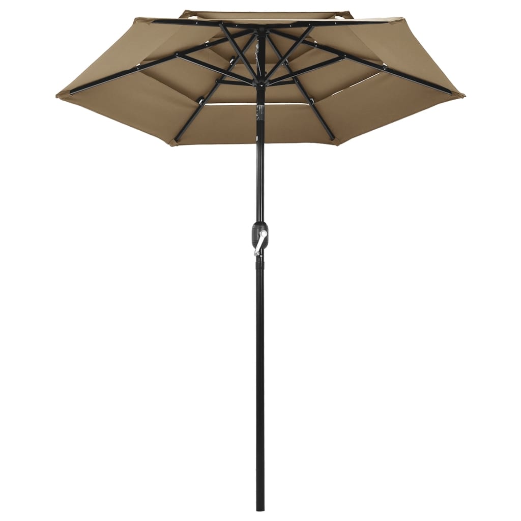 Parasol 3-laags met aluminium paal 2 m taupe