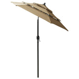 Parasol 3-laags met aluminium paal 2 m taupe