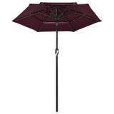 Parasol 3-laags met aluminium paal 2 m bordeauxrood