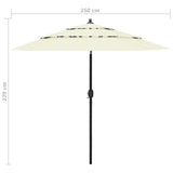 Parasol 3-laags met aluminium paal 2,5 m zandkleurig