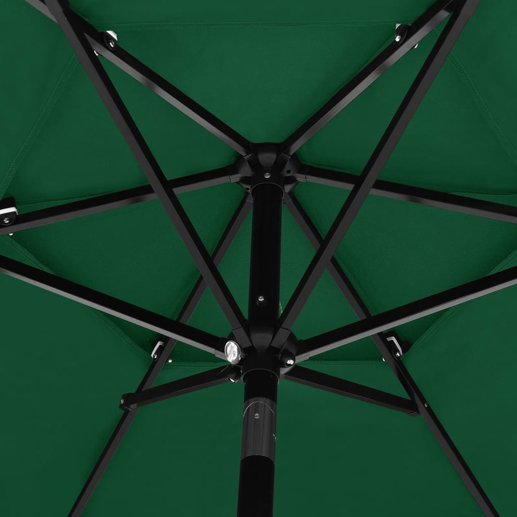 Parasol 3-laags met aluminium paal 2,5 m groen