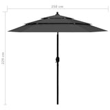 Parasol 3-laags met aluminium paal 2,5 m antracietkleurig