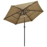 Parasol 3-laags met aluminium paal 2,5 m taupe