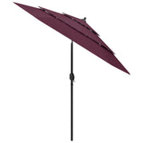 Parasol 3-laags met aluminium paal 2,5 m bordeauxrood