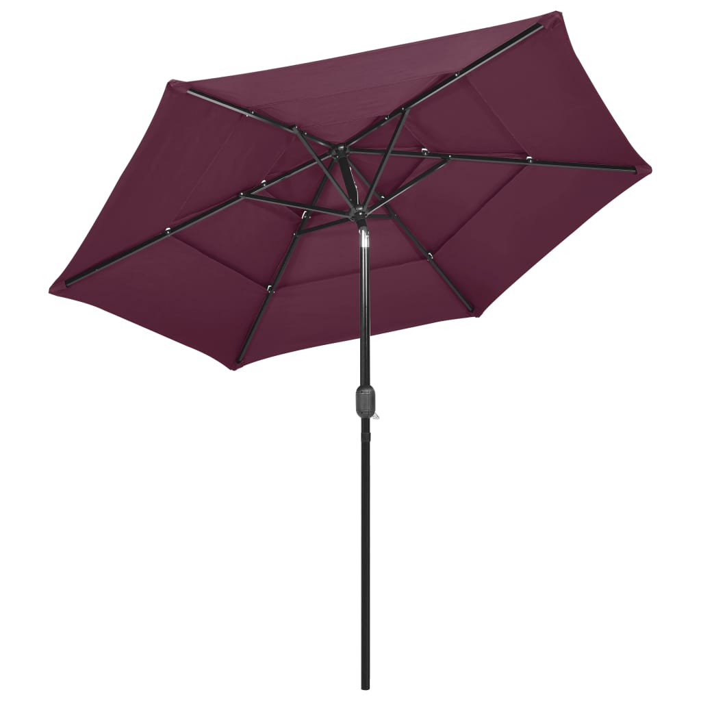 Parasol 3-laags met aluminium paal 2,5 m bordeauxrood