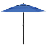 Parasol 3-laags met aluminium paal 2,5 m azuurblauw