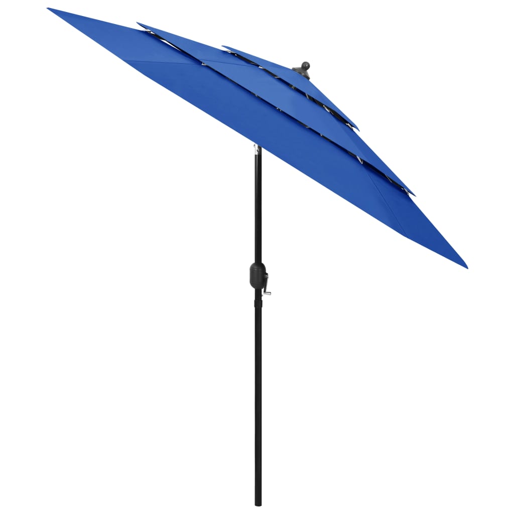 Parasol 3-laags met aluminium paal 2,5 m azuurblauw