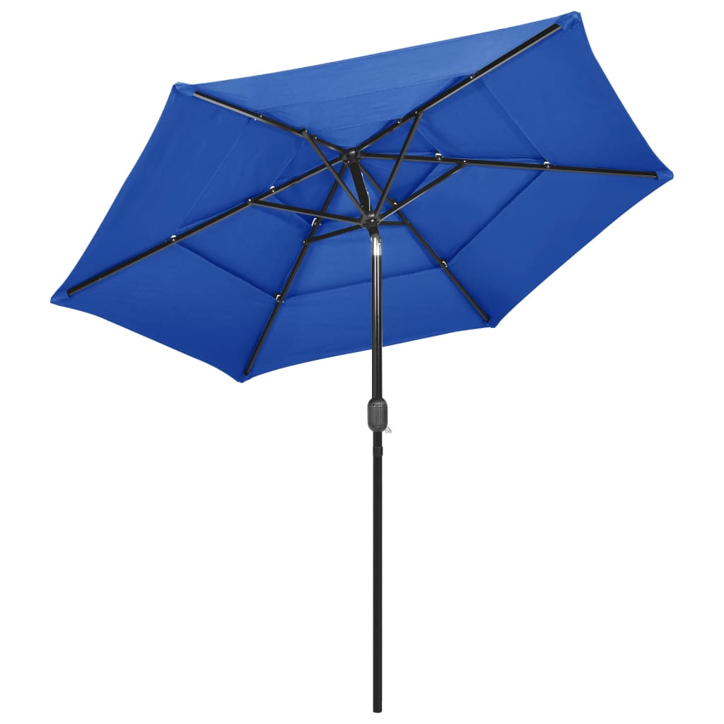 Parasol 3-laags met aluminium paal 2,5 m azuurblauw