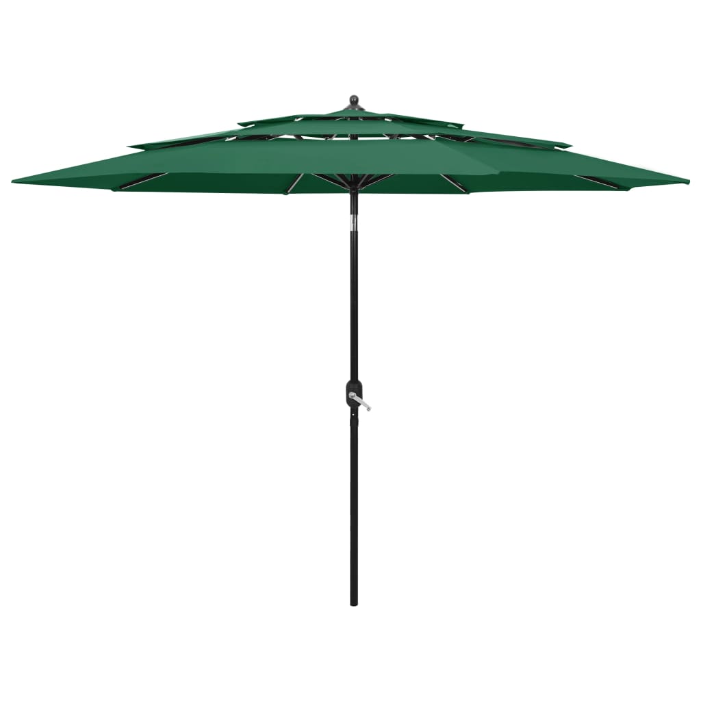 Parasol 3-laags met aluminium paal 3 m groen