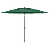 Parasol 3-laags met aluminium paal 3 m groen