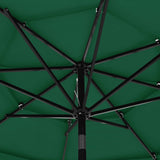 Parasol 3-laags met aluminium paal 3 m groen