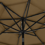 Parasol 3-laags met aluminium paal 3 m taupe