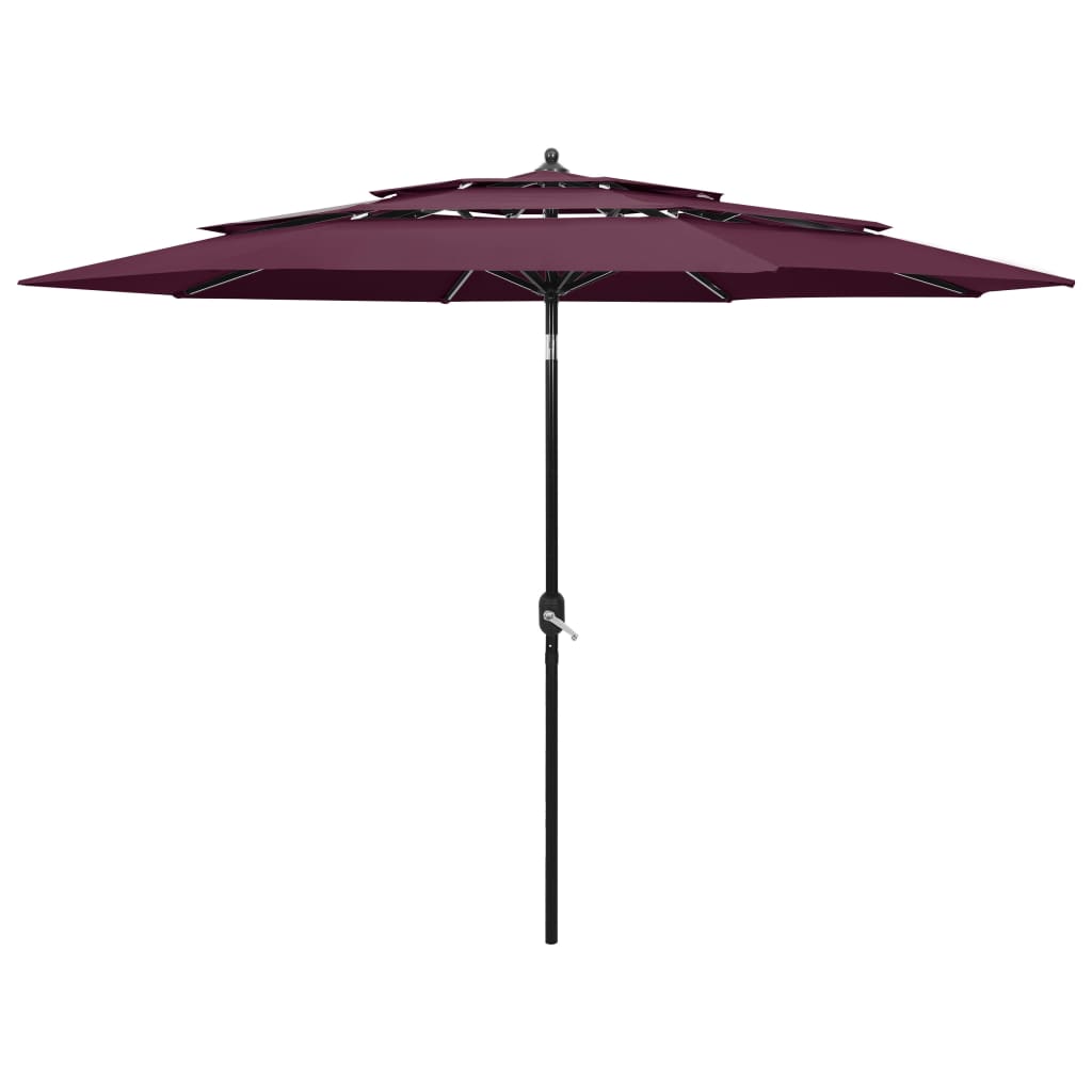 Parasol 3-laags met aluminium paal 3 m bordeauxrood