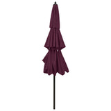 Parasol 3-laags met aluminium paal 3 m bordeauxrood