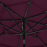 Parasol 3-laags met aluminium paal 3 m bordeauxrood