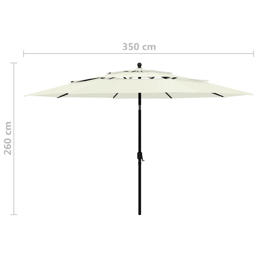 Parasol 3-laags met aluminium paal 3,5 m zandkleurig