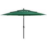 Parasol 3-laags met aluminium paal 3,5 m groen