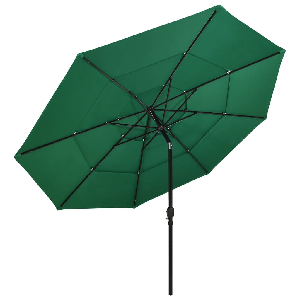 Parasol 3-laags met aluminium paal 3,5 m groen