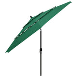 Parasol 3-laags met aluminium paal 3,5 m groen