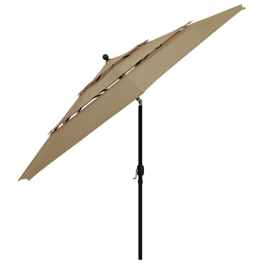 Parasol 3-laags met aluminium paal 3,5 m taupe