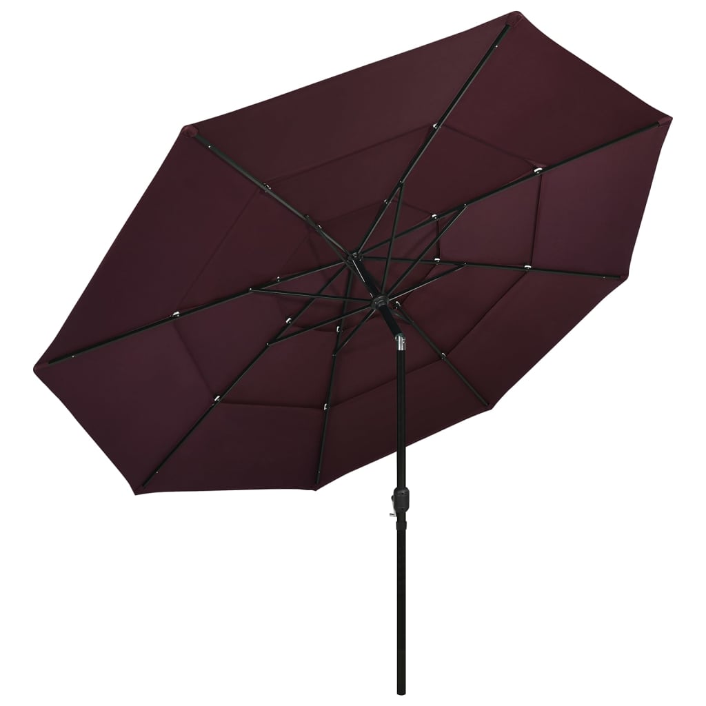 Parasol 3-laags met aluminium paal 3,5 m bordeauxrood