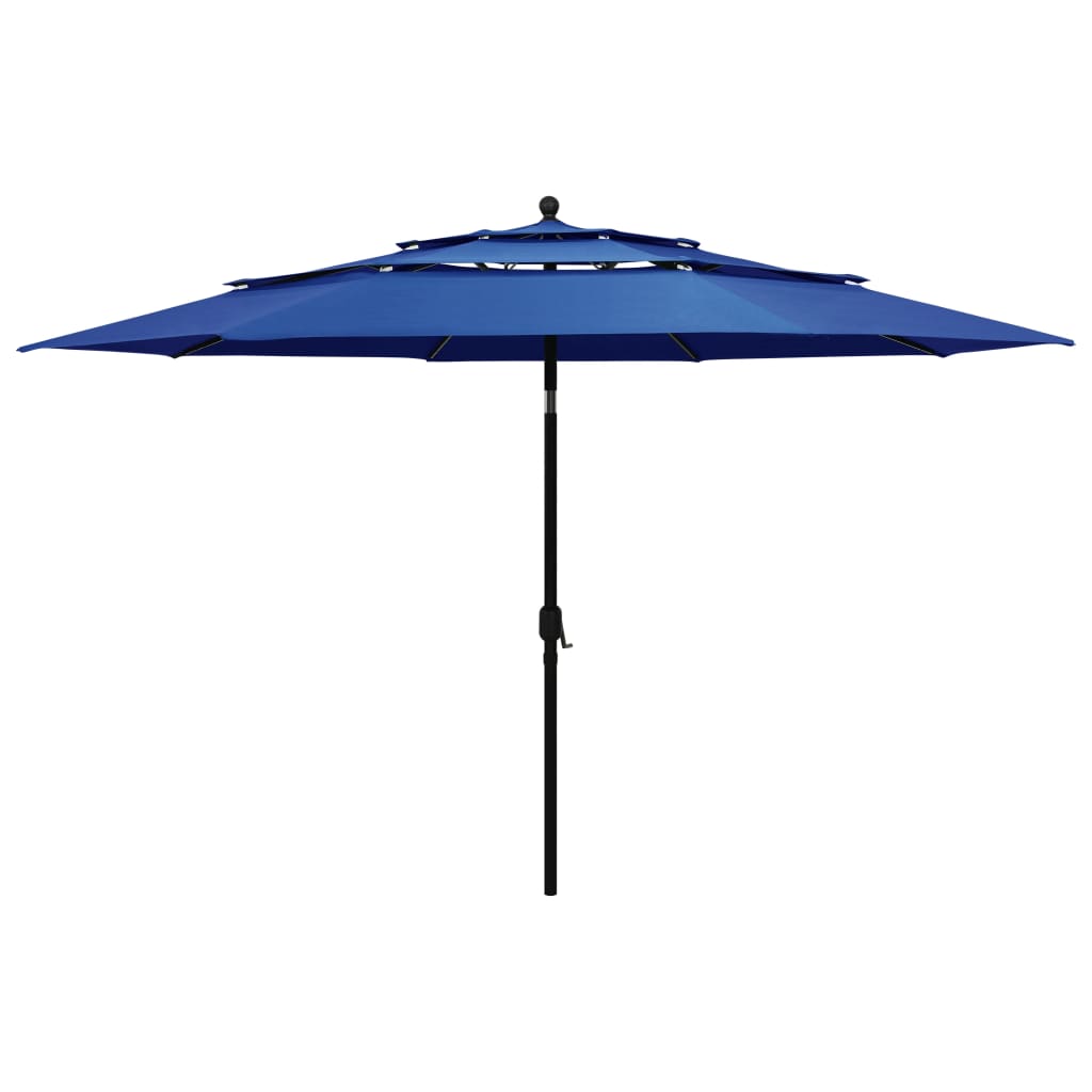 Parasol 3-laags met aluminium paal 3,5 m azuurblauw