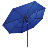 Parasol 3-laags met aluminium paal 3,5 m azuurblauw