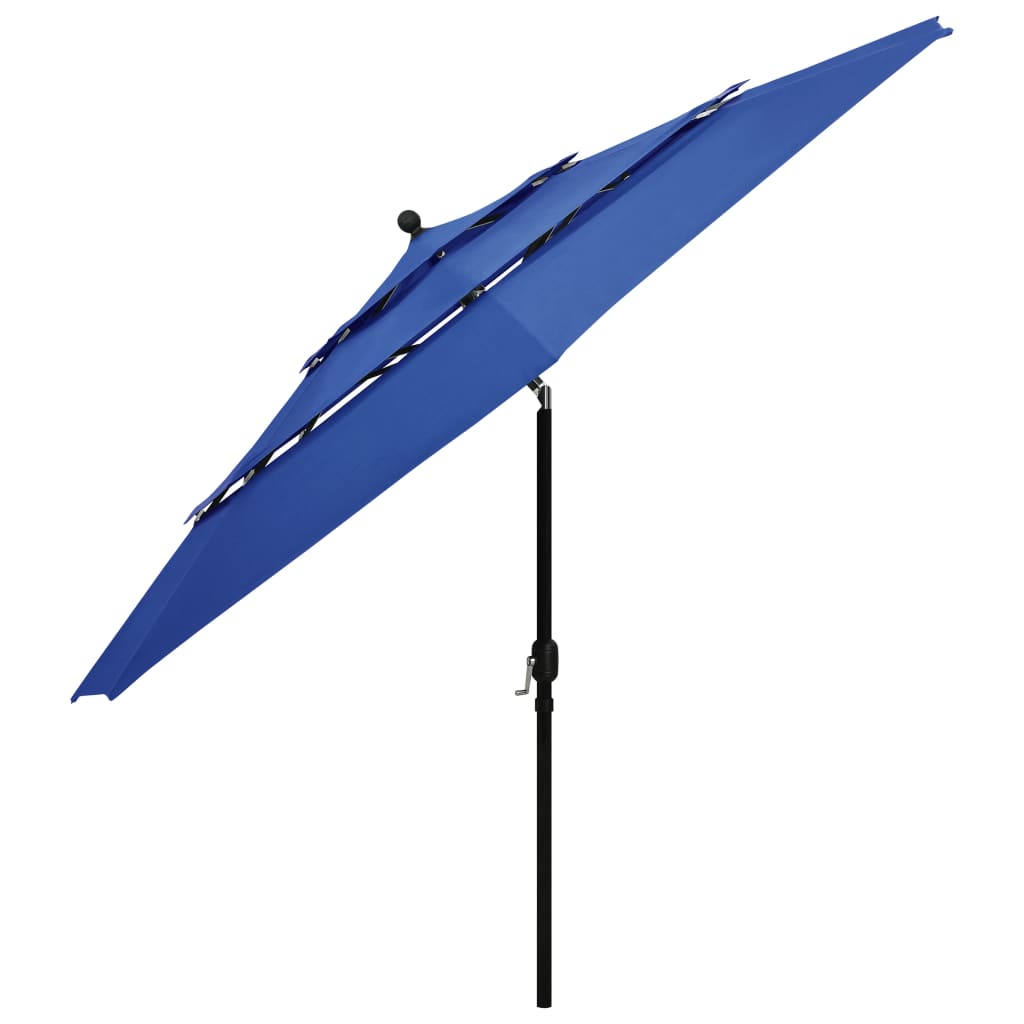 Parasol 3-laags met aluminium paal 3,5 m azuurblauw