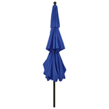 Parasol 3-laags met aluminium paal 3,5 m azuurblauw