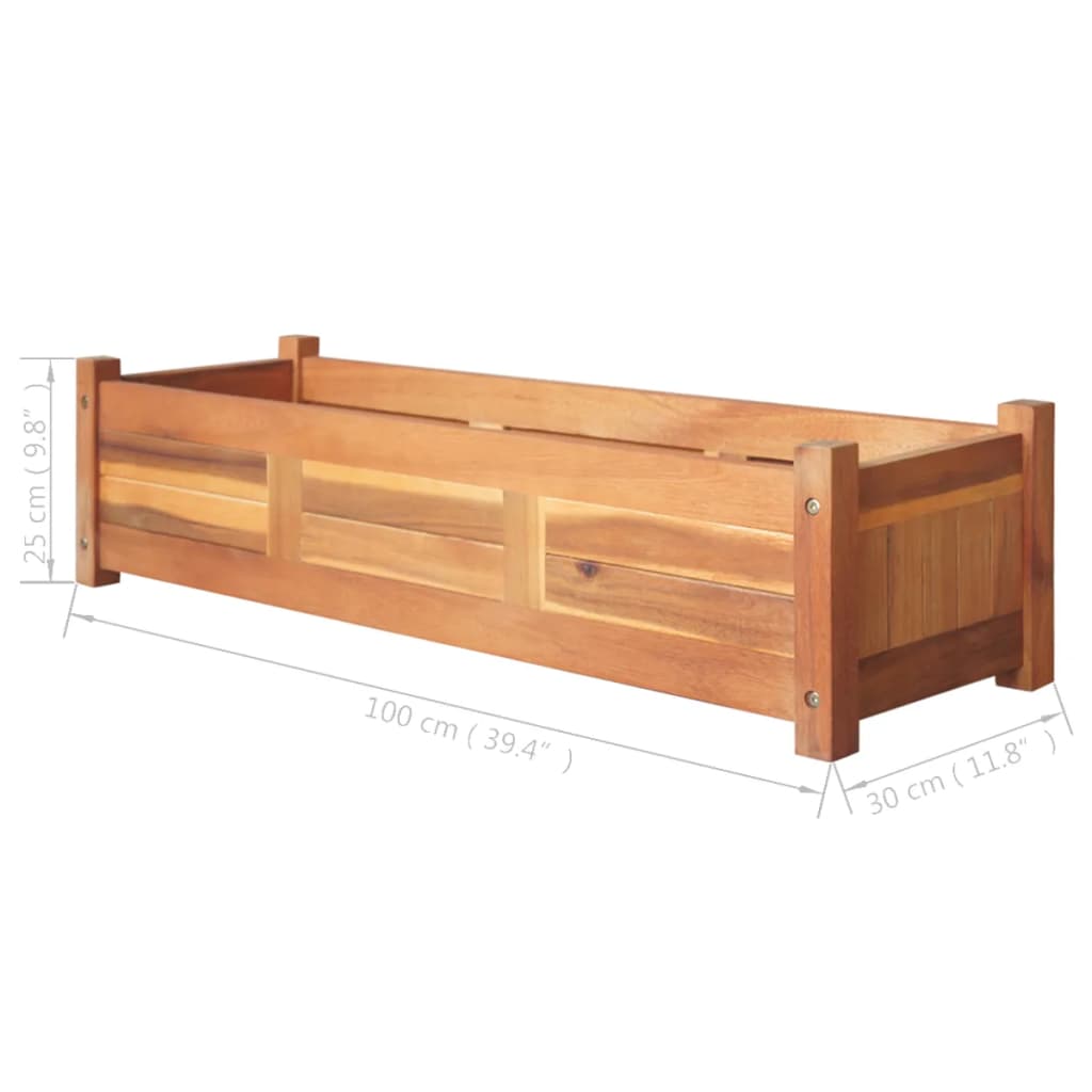 Plantenbakken verhoogd 2 st 100x30x25 cm acaciahout