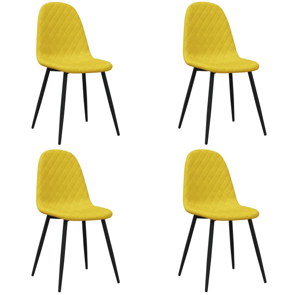 Eetkamerstoelen 4 st fluweel mosterdgeel - AllerleiShop