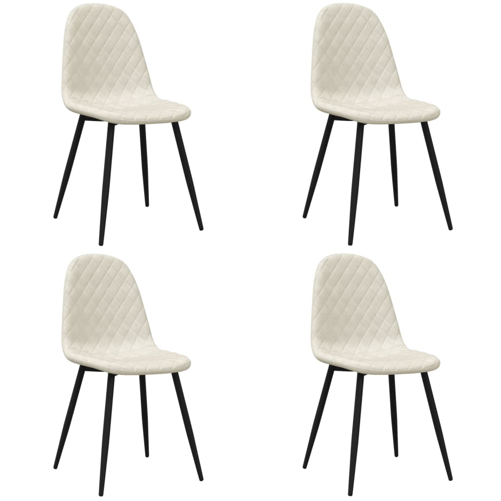 Eetkamerstoelen 4 st fluweel crèmewit - AllerleiShop