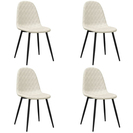 Eetkamerstoelen 4 st fluweel crèmewit - AllerleiShop