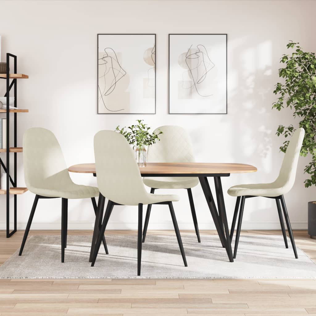 Eetkamerstoelen 4 st fluweel crèmewit - AllerleiShop