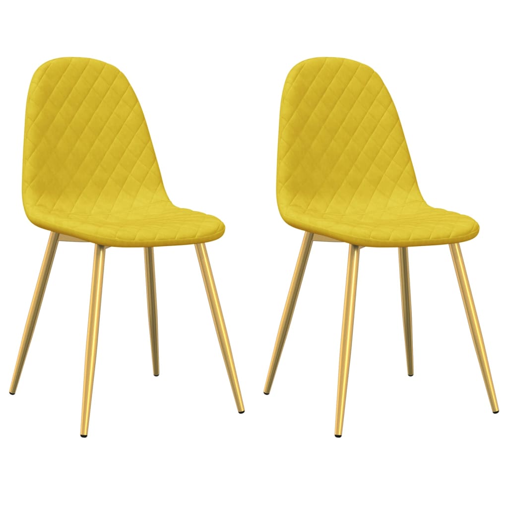 Eetkamerstoelen 2 st fluweel mosterdgeel - AllerleiShop