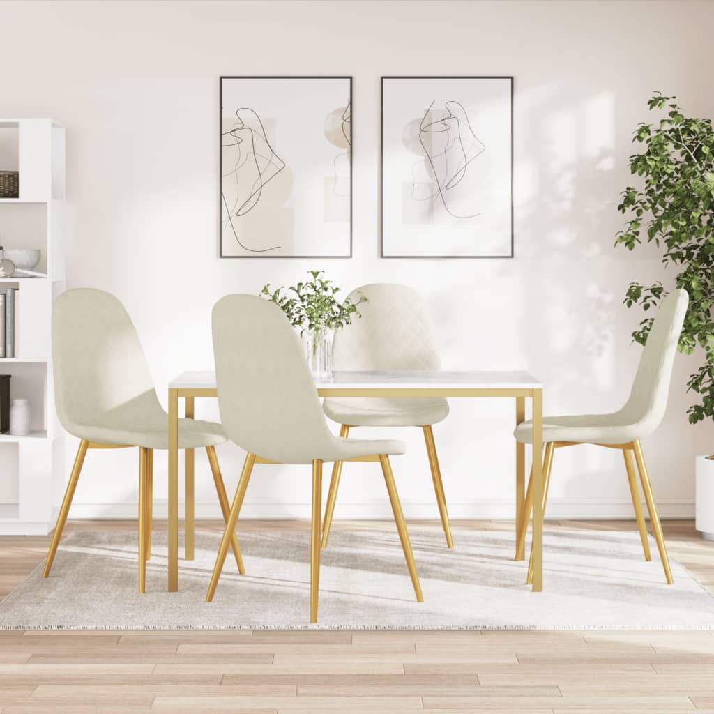 Eetkamerstoelen 4 st fluweel crèmewit - AllerleiShop