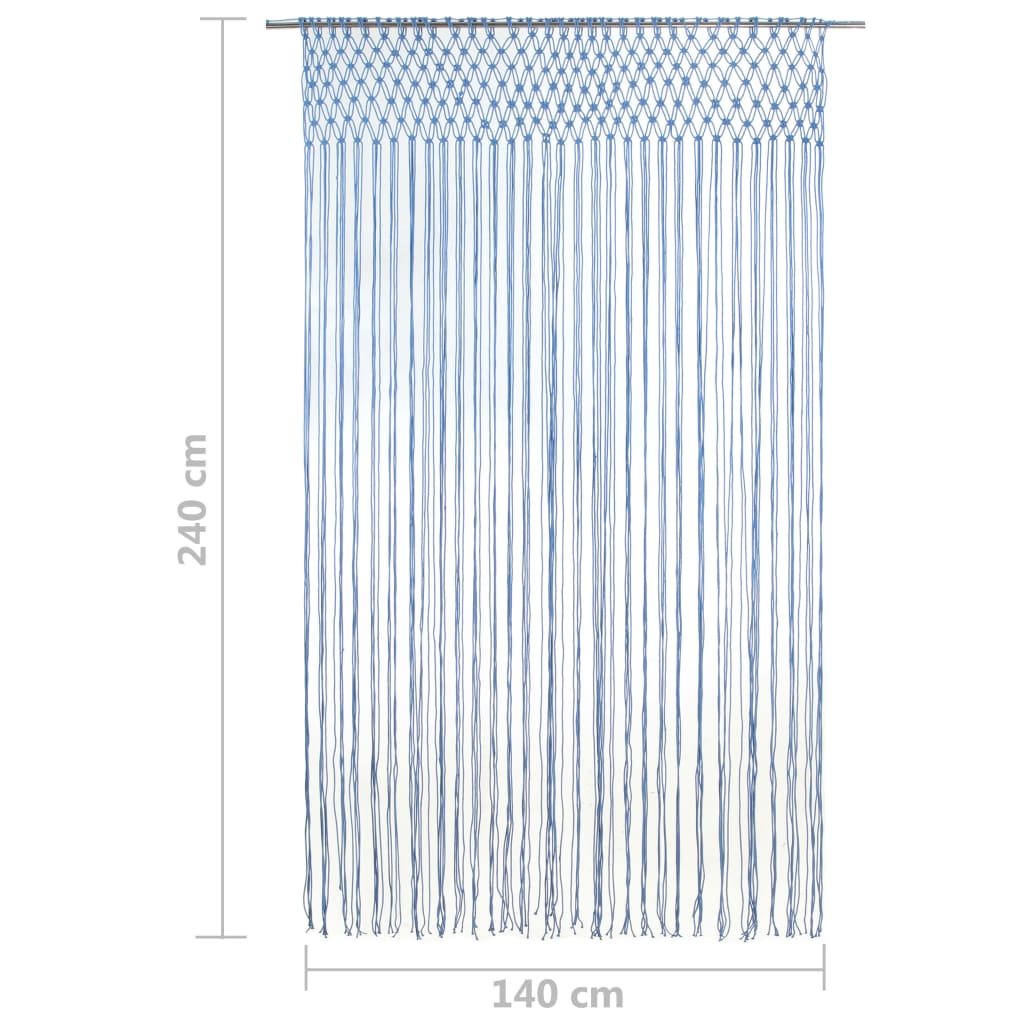 Gordijn macramé 140x240 cm katoen blauw - AllerleiShop