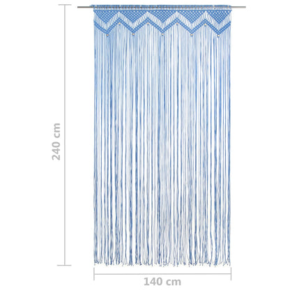 Gordijn macramé 140x240 cm katoen blauw - AllerleiShop