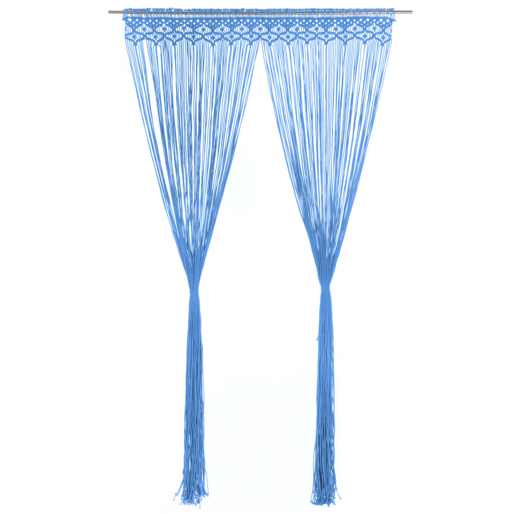 Gordijn macramé 140x240 cm katoen blauw - AllerleiShop