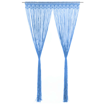 Gordijn macramé 140x240 cm katoen blauw - AllerleiShop