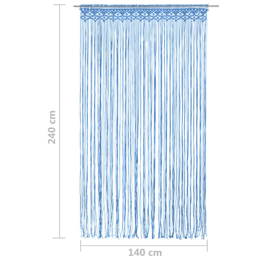 Gordijn macramé 140x240 cm katoen blauw - AllerleiShop