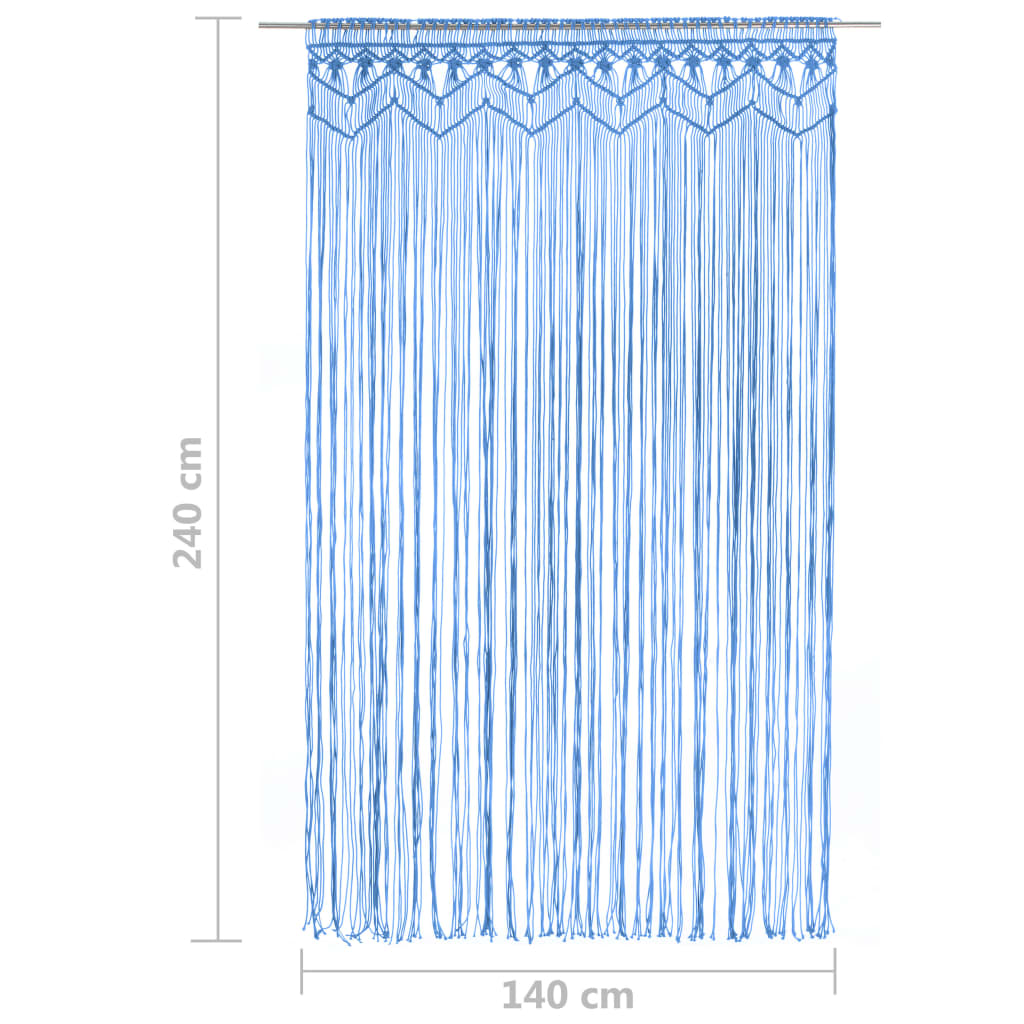 Gordijn macramé 140x240 cm katoen blauw - AllerleiShop